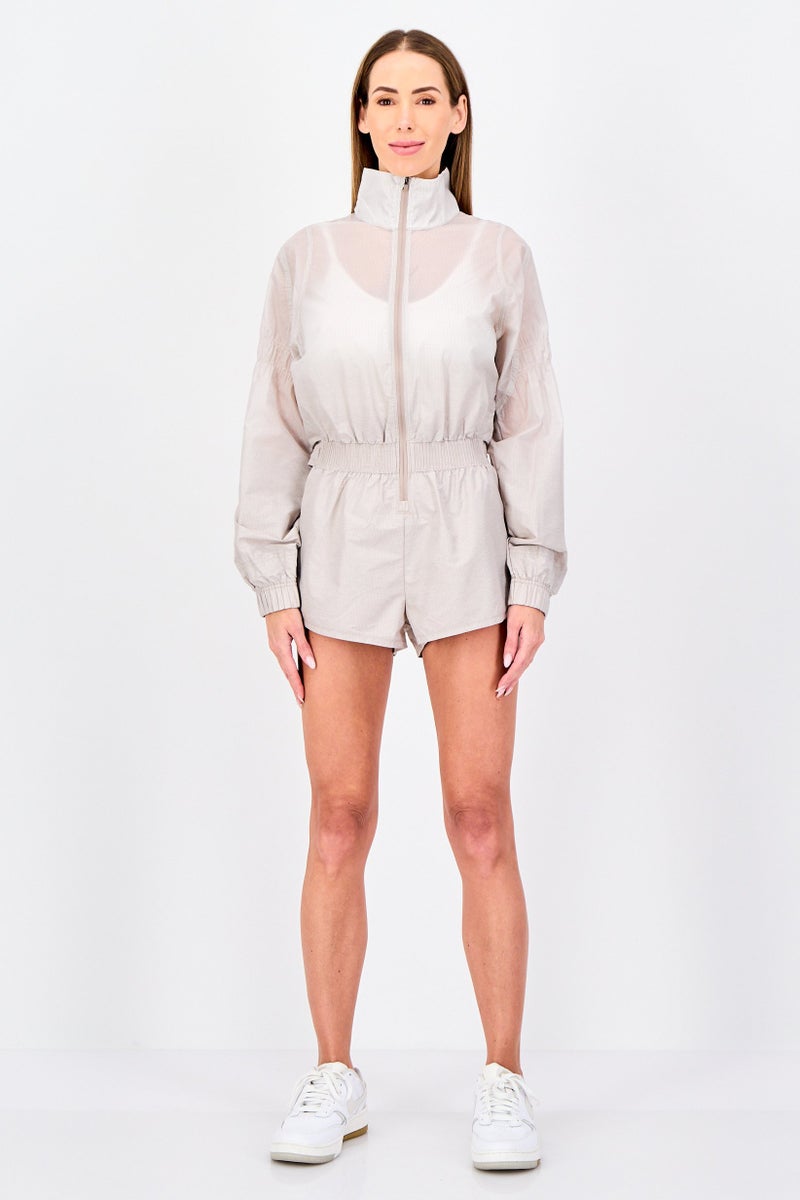 Adidas Women Sportswear Fit Long Sleeves Training Playsuits, Grey - Image 1